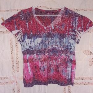 Women's Cato Woman colorful dyed paisley blouse shirt 18W 20W 48" chest